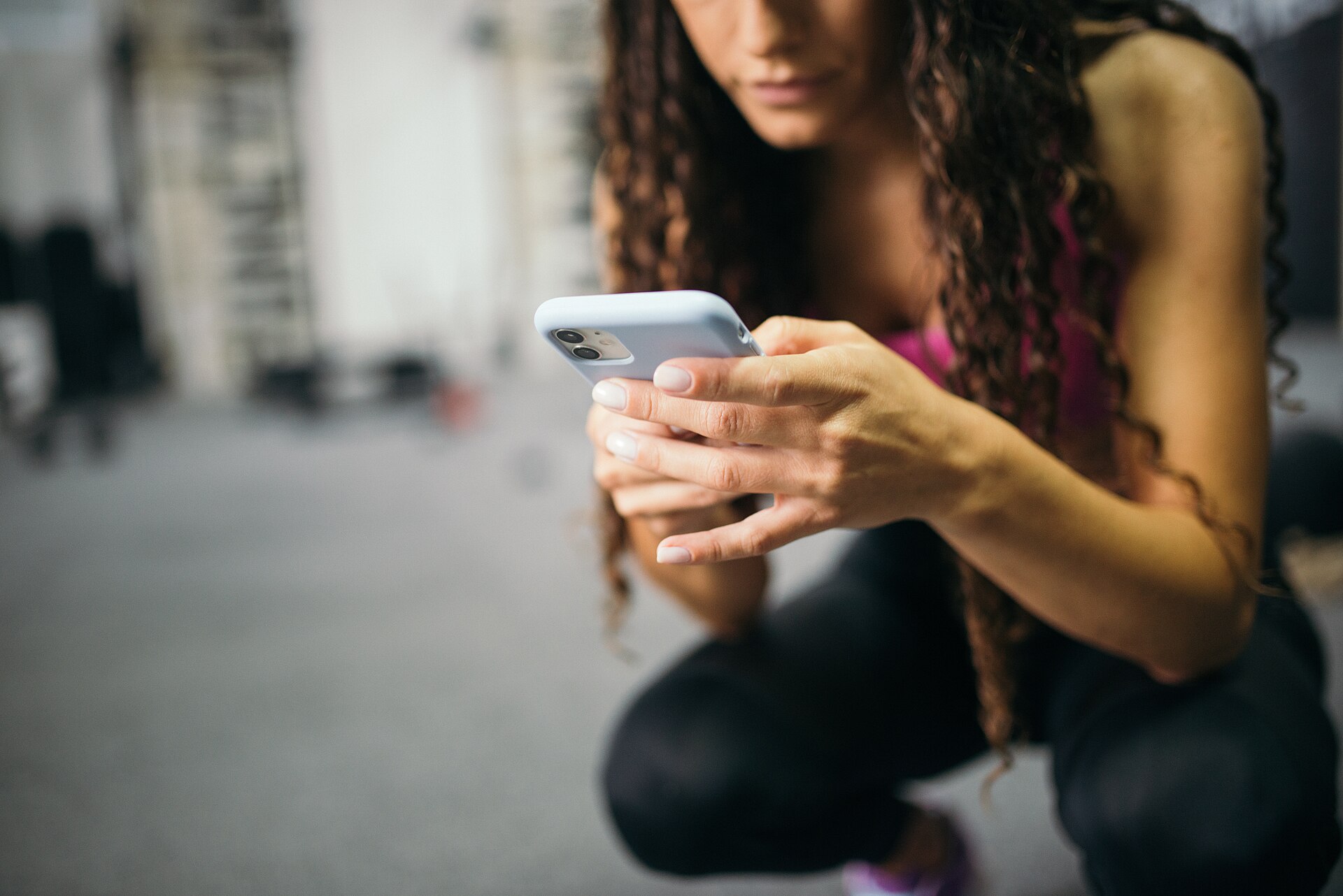 Checking in from the gym on a phone